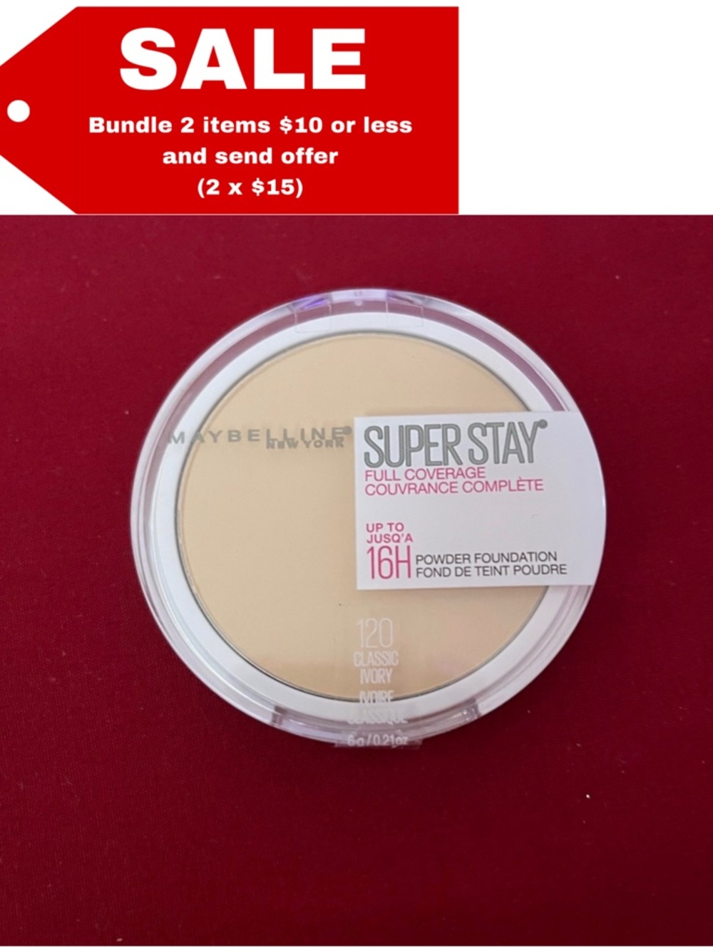 Maybelline Super Stay Full Coverage 16H Powder Foundation - 120 Classic Ivory